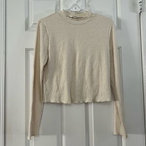 BB Dakota Steve Madden Cream / Beige Ribbed Long Sleeve Top